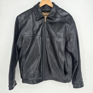Vintage Bruno Magli‎ black leather jacket with wool lining - mens 44